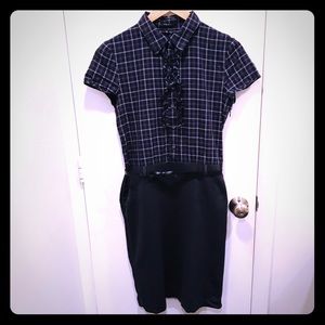 Theory ruffle front shift dress